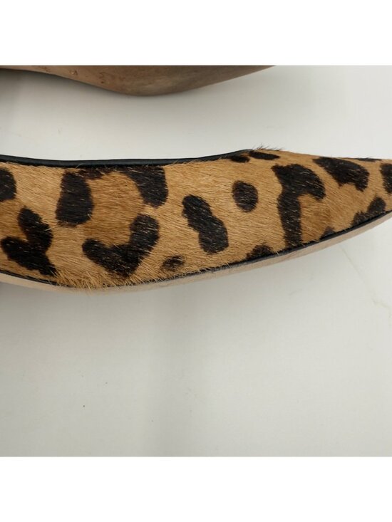 Cole Haan Chelsea Leopard Printed Calf Hair Pointed Toe Loafers 7B Slit Heel - Picture 7 of 11